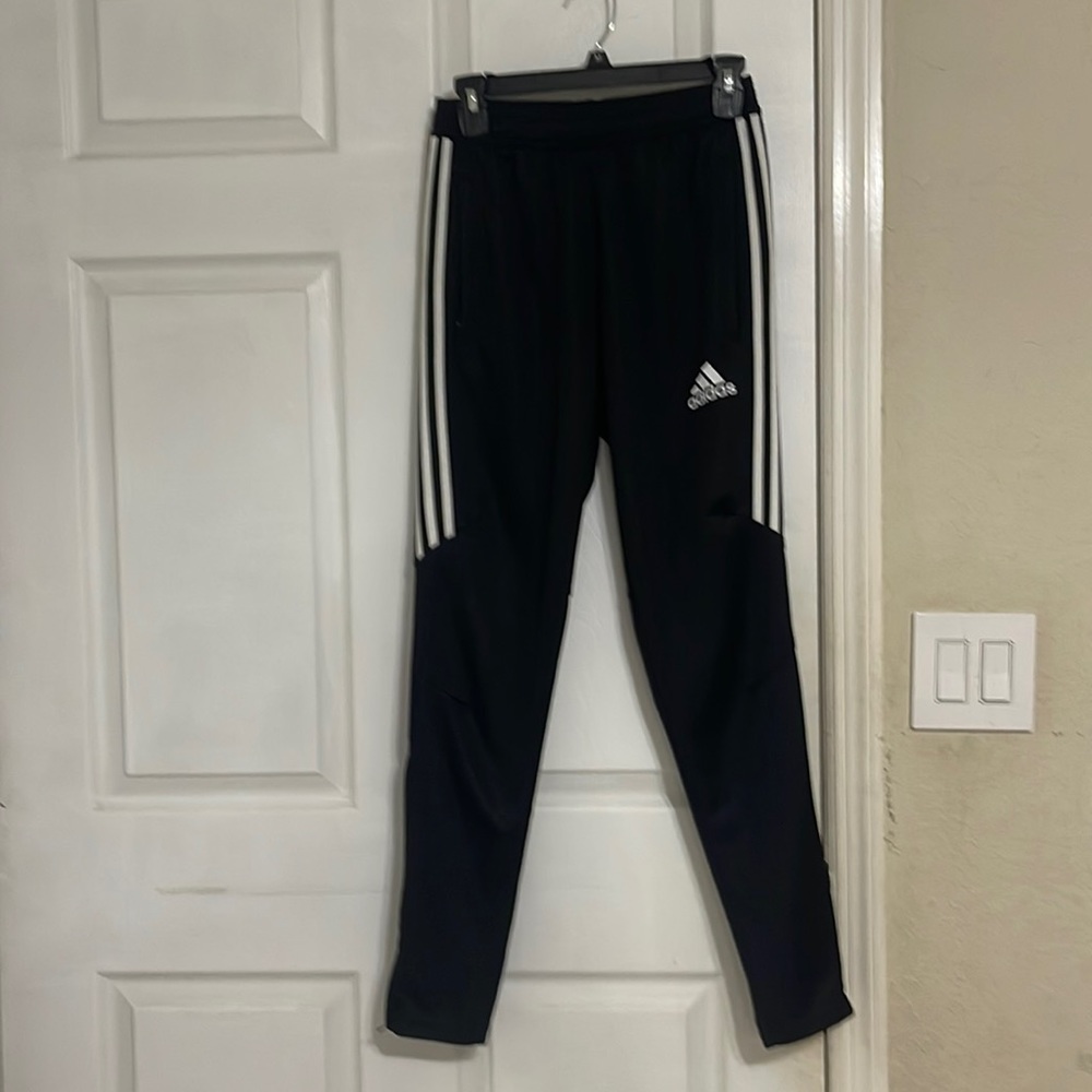 Adidas Small black with white stripes Climacool athletic pants